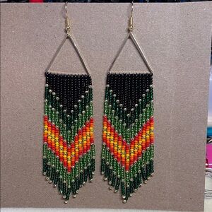 Handcrafted Beaded Chevron Earrings